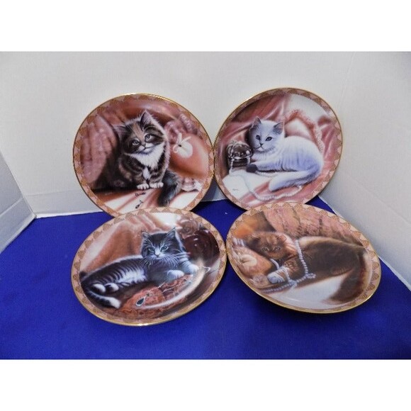 1994 The Bradford Exchange Decorative Plates Cats Porcelain Set of 4 - Picture 10 of 10
